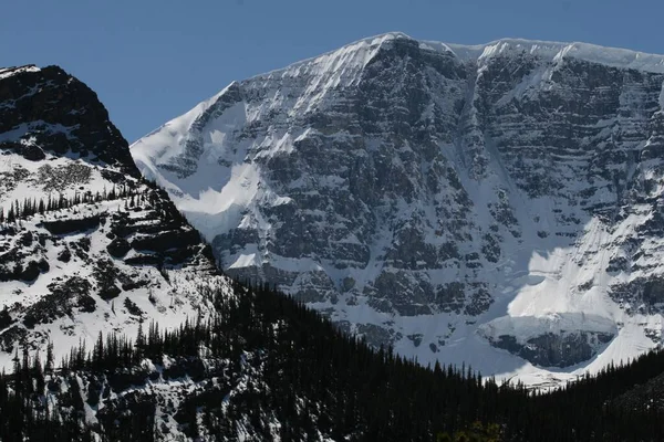 Las Montañas Cubiertas Nieve Los Parques Nacionales Banff Jasper — Foto de Stock
