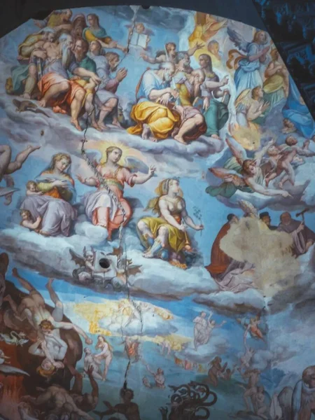 Colpo Verticale Pittura Religiosa Sulla Parete Firenze — Foto Stock