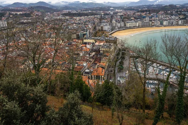 Eine Luftaufnahme Von San Sebastian Vom Berg Urgull Aus Baskenland — Stockfoto