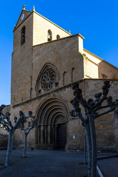 Een Verticale Opname Van San Pedro Kerk Olite Navarra Spanje — Stockfoto