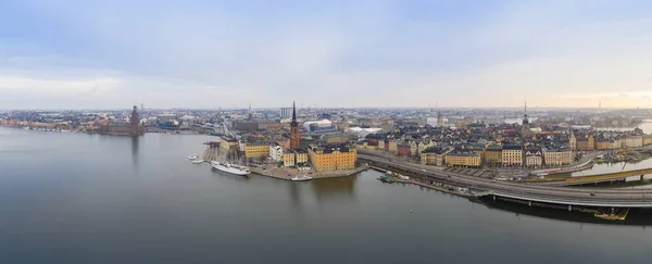 Ein Panoramischer Blick Aus Der Höhe Auf Die Schwedische Stadt — Stockfoto