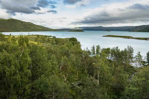 Hermoso Lago Paisaje Centro Del Sur Noruega Visto Desde Tren — Foto de Stock