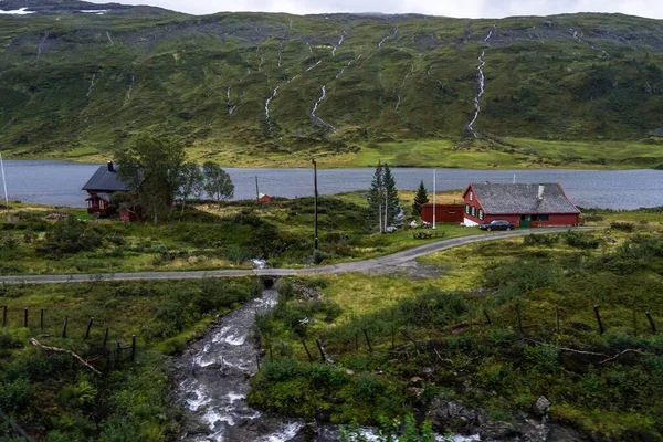 Krajobraz Parku Narodowego Hardangervidda Środkowej Południowej Norwegii Oglądany Pociągu Oslo — Zdjęcie stockowe