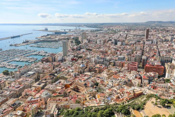 High Angle View City Body Sea Spain — Stock Photo, Image