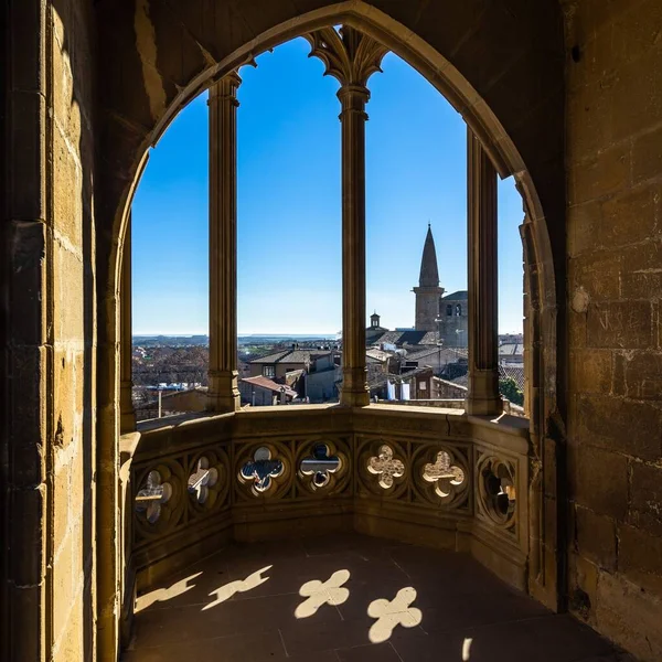 Kungliga Slottet Navarra Spanien Sett Från Fönstret Historisk Byggnad — Stockfoto
