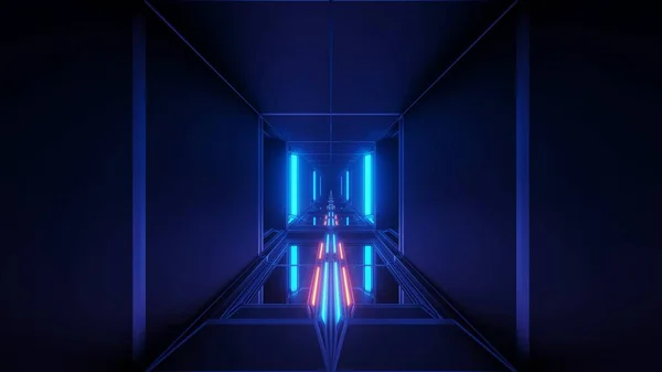 Cosmic Dark Hallway Blue Laser Lights Perfect Digital Wallpaper — Stock Photo, Image