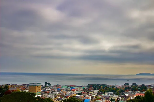 Ciudad Costera Bajo Cielo Nublado Kamakura Japón — Foto de Stock