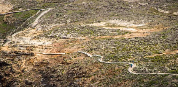 Eine Straße Auf Den Felsen Die Tagsüber Von Viel Grün — Stockfoto