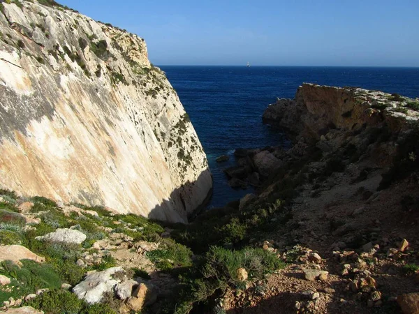 Vacker Natur Klippiga Klippor Lapsis Kust Maltesiska Öarna Malta — Stockfoto