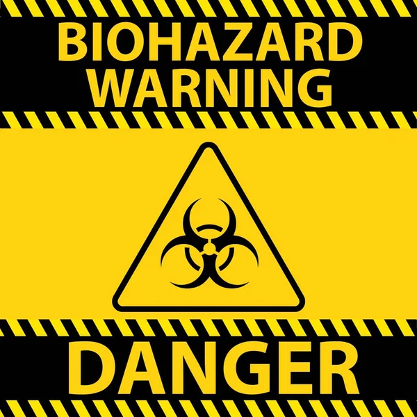 Символ Біонебезпеки Жовтому Трикутнику Жовтому Тлі Словами Biohazard Warning Danger — стокове фото