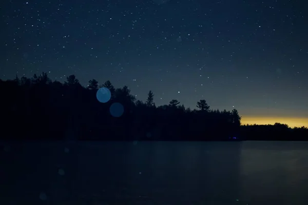 Ciel Étoilé Lac Dans Nord Ontario Canada — Photo