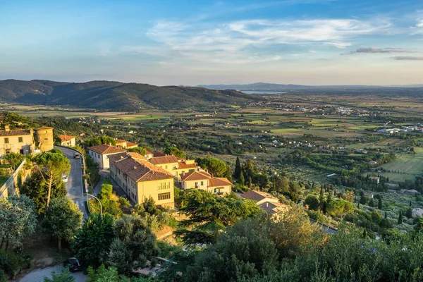 Панорамный Вид Тосканские Холмы Деревню Города Чона Провинция Фаццо Италия — стоковое фото