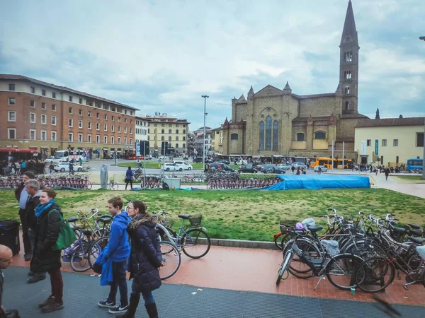 Florence Italy Jan 2019 People Street Florence Tuscany Italy Европа — стоковое фото