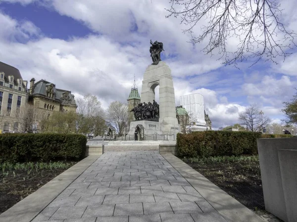 Bela Imagem Estátua Memorial Guerra Nacional Ottawa Ontário Canadá — Fotografia de Stock