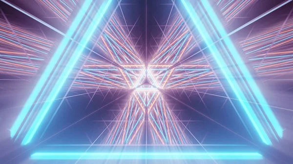 Renkli Geometrik Lazer Işıklarına Sahip Kozmik Bir Arkaplan Dijital Duvar — Stok fotoğraf
