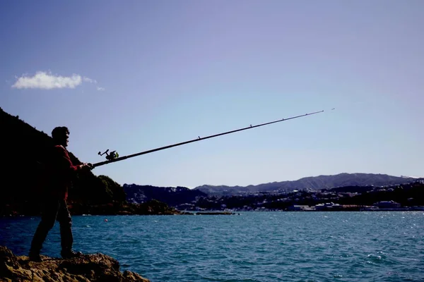 Homme Pêche Mer Nouvelle Zélande — Photo