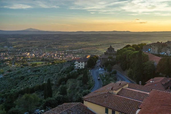 Vista Panoramica Sulle Colline Toscane Cortona Provincia Arezzo Italia Con — Foto Stock