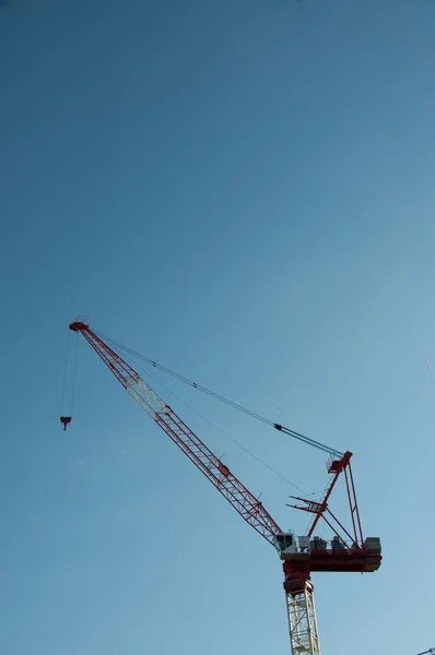 Beautiful Shot Construction Crane Blue Sky Background — Stock Photo, Image