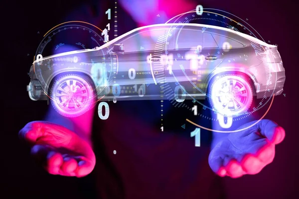 Digital Car Technology Smart Virtuel Room — Stock Photo, Image