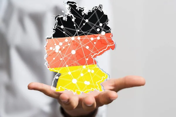 ドイツ地図デジタル ハンド3D — ストック写真