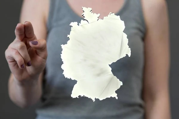 ドイツの3D地図 ドイツ国境の地図だ 白い背景にドイツ地図 3Dレンダリング — ストック写真