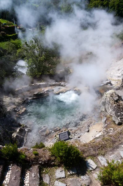 Svislý Výhled Furnas Azory Pod Slunečním Svitem Portugalsku — Stock fotografie