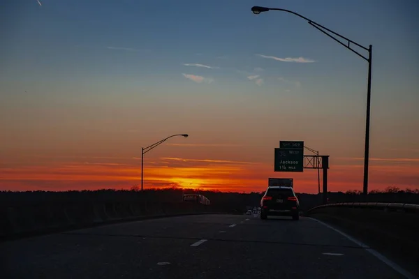 Autoroute Coucher Soleil Amérique — Photo