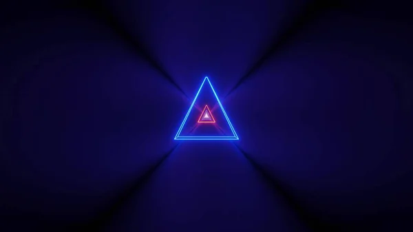 Ein Futuristischer Hintergrund Mit Leuchtenden Abstrakten Neonlichtern Und Einer Dreiecksform — Stockfoto