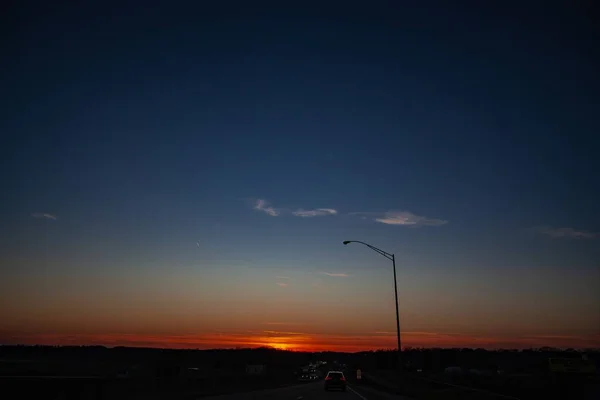 Highway Και Ηλιοβασίλεμα Στην Αμερική — Φωτογραφία Αρχείου