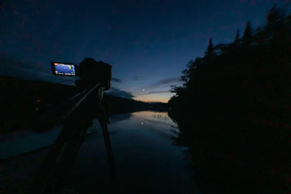 Danau Sebelum Matahari Terbenam Ontario Utara Kanada — Stok Foto