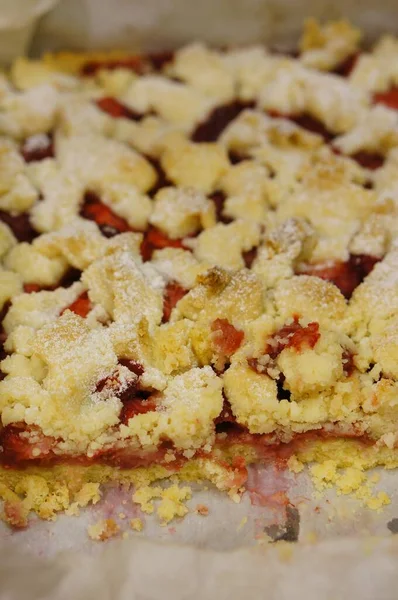 Vertical Closeup Delicious Strawberry Pie — Stock Photo, Image