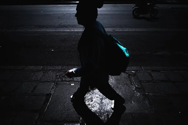 Person Walking Sidewalk — Stock Photo, Image