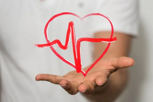 Hand Holding Icon Electrocardiogram — Stock Photo, Image