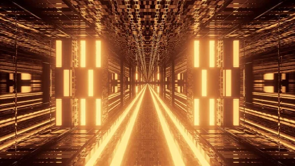 Een Illustratie Van Een Futuristische Scifi Tunnel Met Lijnen Neon — Stockfoto