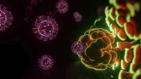 Eine Grafische Illustration Der Coronavirus Zellen Die Sich Mit Dem — Stockfoto