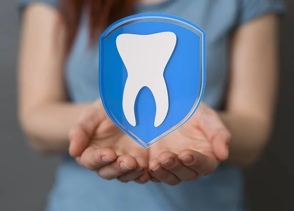 Hand Holding Icon Dental Care — Zdjęcie stockowe