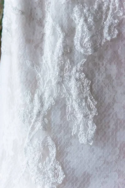 Primer Plano Vertical Del Elegante Textil Del Vestido Blanco Novia —  Fotos de Stock