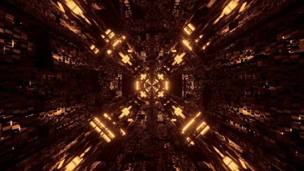 Eine Illustration Eines Futuristischen Scifi Tunnels Mit Linien Und Neongoldenen — Stockfoto