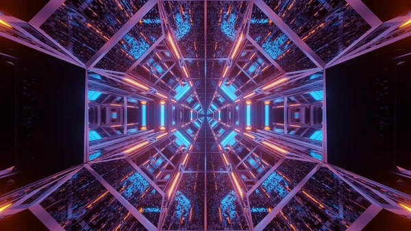 ブルーとオレンジのレーザーライトを備えた宇宙背景 デジタル壁紙に最適 — ストック写真