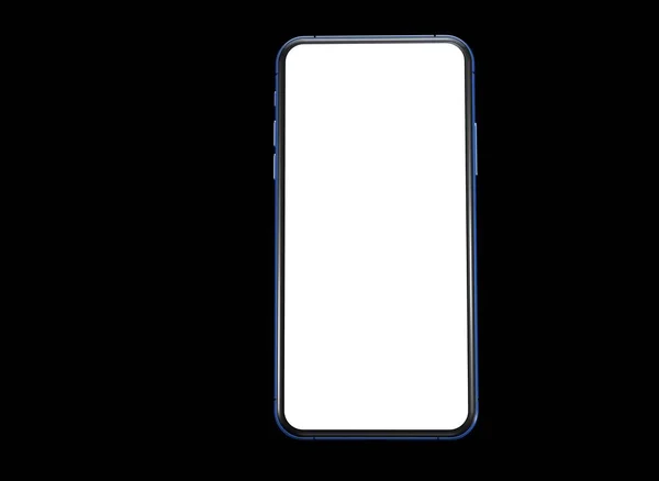 Ein Smartphone Mit Weißem Bildschirm Hinter Schwarzem Hintergrund — Stockfoto