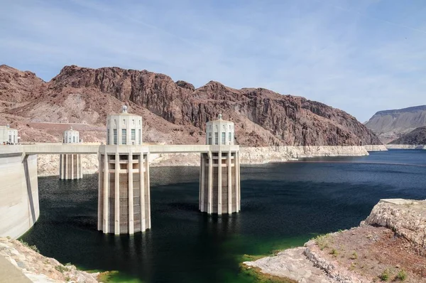 Vacker Bild Lake Mead Och Hoover Dam Usa Med Klarblå — Stockfoto