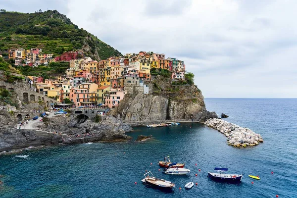 Gekleurde Huizen Bij Cinque Terre Met Uitzicht Zee — Stockfoto