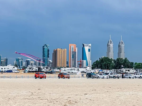 Dubai Emirati Arabi Uniti Mar 2020 Skyline Dubai Dalla Spiaggia — Foto Stock