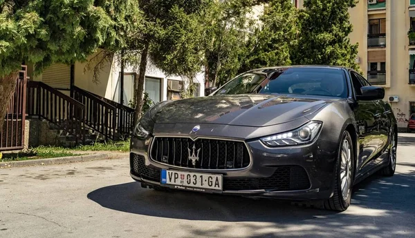 Ruma Serbia Aug 2019 Sports Car Front Right Side Buildings — Stock Photo, Image