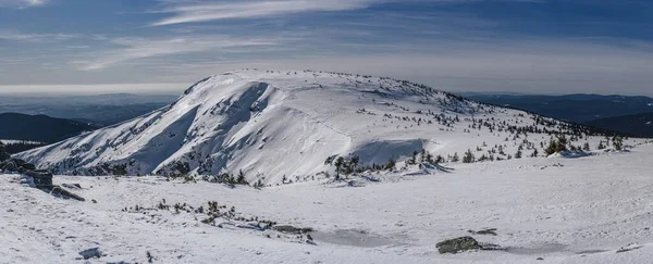 Vista Panorâmica Das Montanhas Krkonose Inverno Paisagem Inverno Montanhas Gigantes — Fotografia de Stock