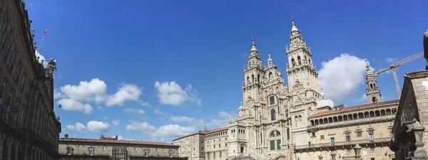 Plano Panorámico Del Santiago Compostela Bajo Cielo Azul España —  Fotos de Stock