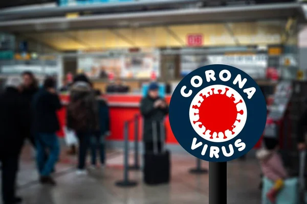 회사의 데스크에 입니다 코로나 바이러스 Covid 열차가 지연되었다 — 스톡 사진