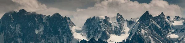 Svart Och Vitt Panorama Över Grand Lorasse Nära Mont Blanc — Stockfoto