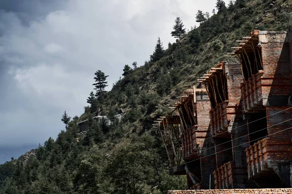 Collection Brick Buildings Being Built Natural Mountainous Region Swat Pakistan — Stock Photo, Image