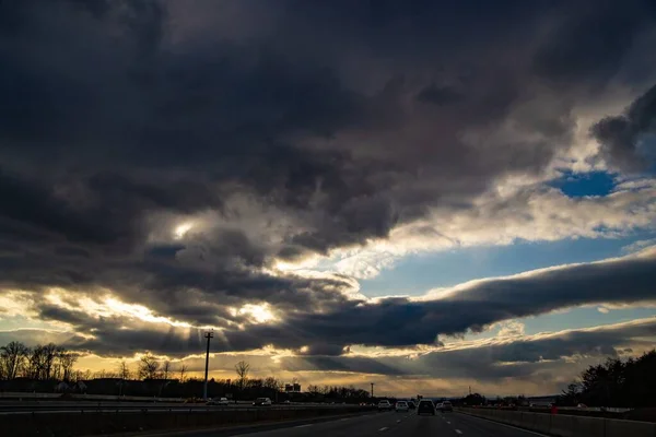 Шосе Небо Перед Заходом Сонця Америці — стокове фото